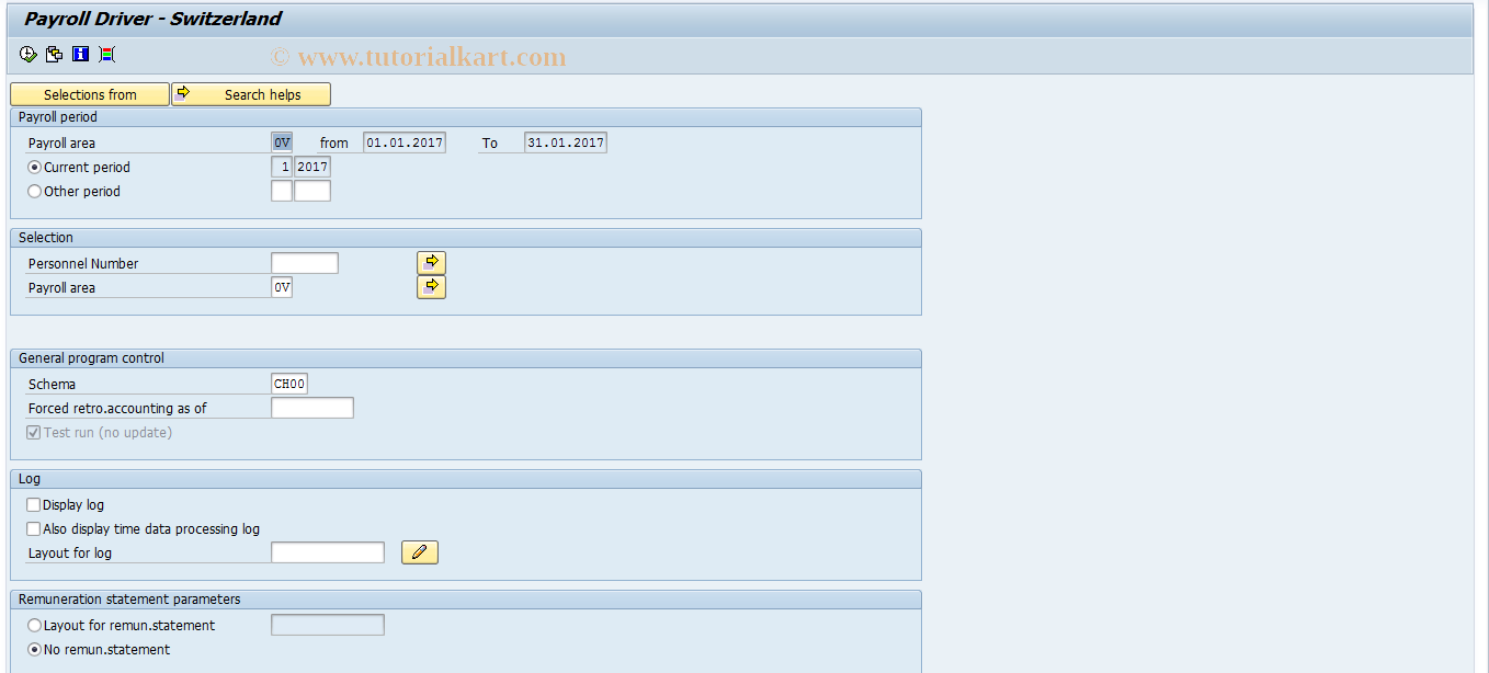 SAP TCode PC00_M02_CALC_SIMU - Payroll Simulation Switzerland