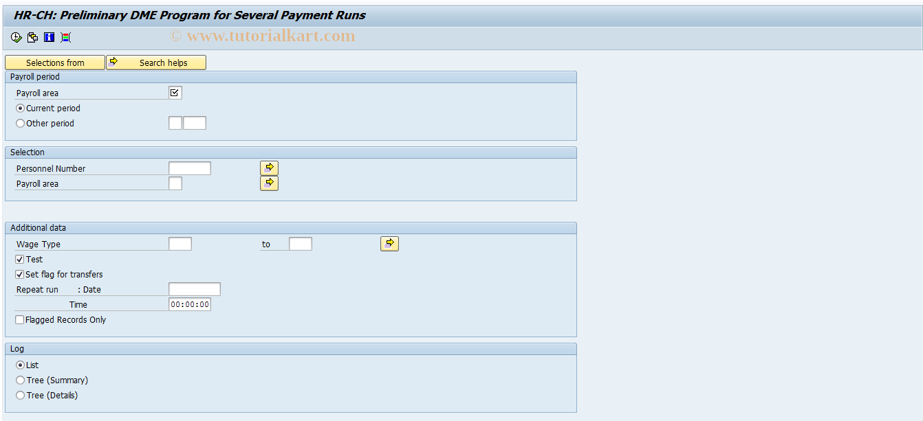 SAP TCode PC00_M02_CDTA - Preliminary Program for DME