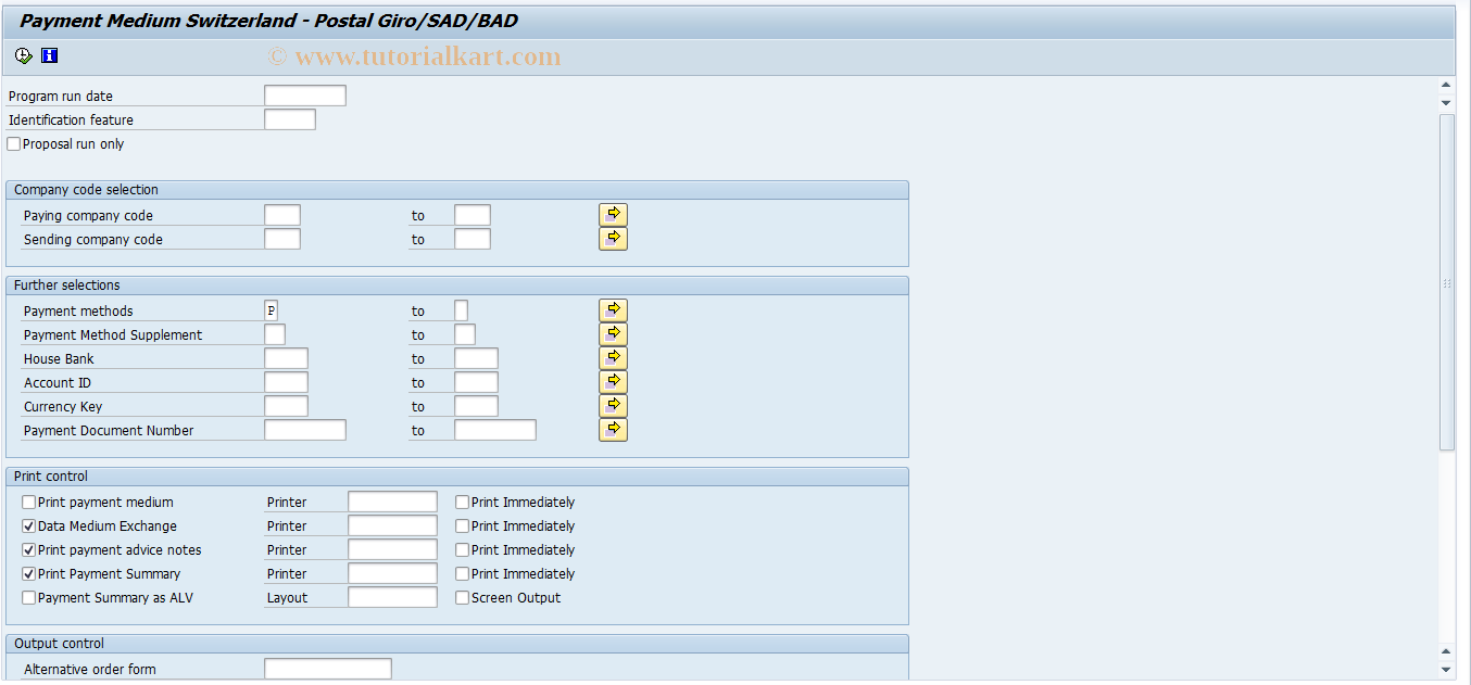 SAP TCode PC00_M02_FFOP - Swiss Payment Medium - /SAD /BAD