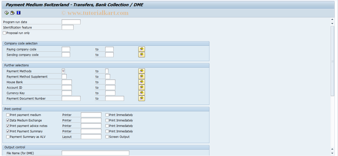 SAP TCode PC00_M02_FFOU - Swiss Payment Medium - Bank Transfer