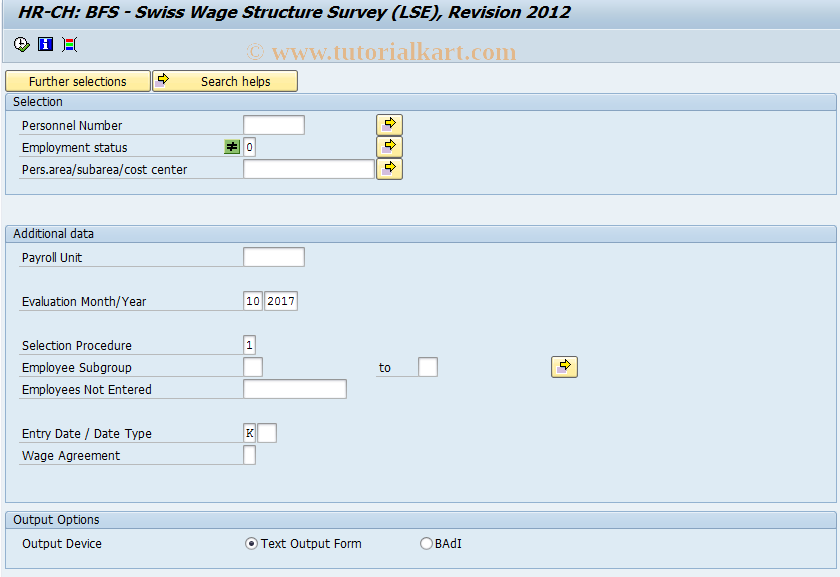 SAP TCode PC00_M02_LBGA3 - BFS Wage Structure Survey, Rev. 2012