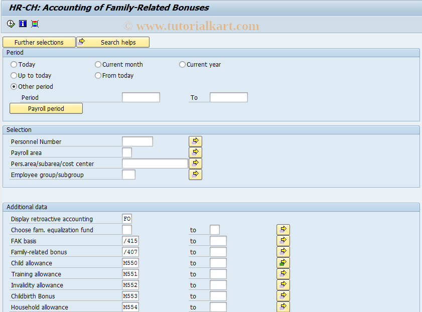SAP TCode PC00_M02_LFAK1 - Accounting of Family-Related Bonuses