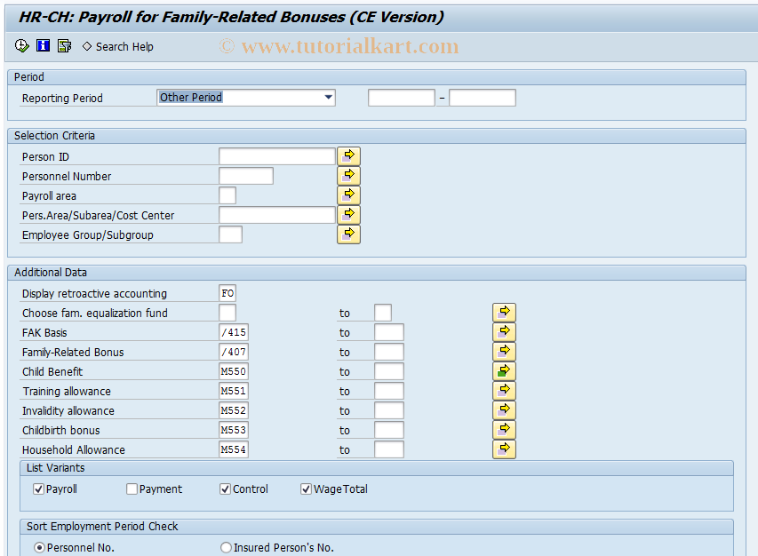 SAP TCode PC00_M02_LFAK1_CE - Accntg Family-Relative Bonuses for CE