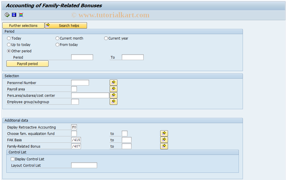 SAP TCode PC00_M02_LFAK6 - Account g of Family-Relative Bonuses (ELM)
