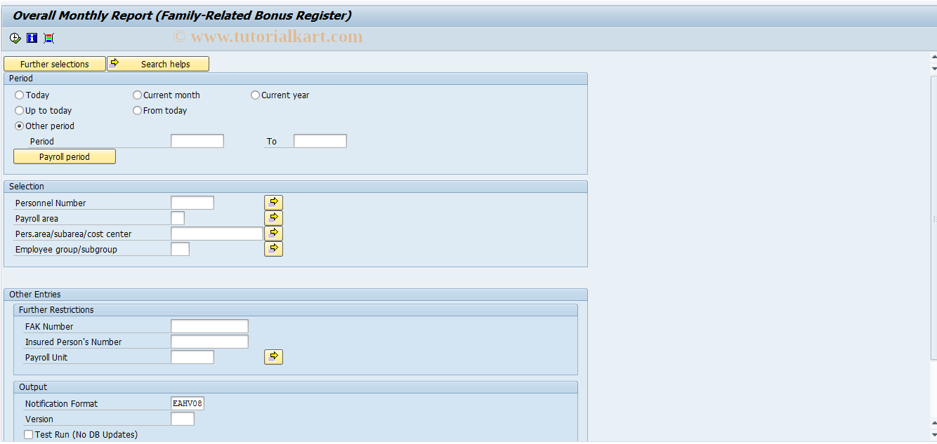 SAP TCode PC00_M02_LFAK7 - Overall Monthly Report (FamRelBReg)