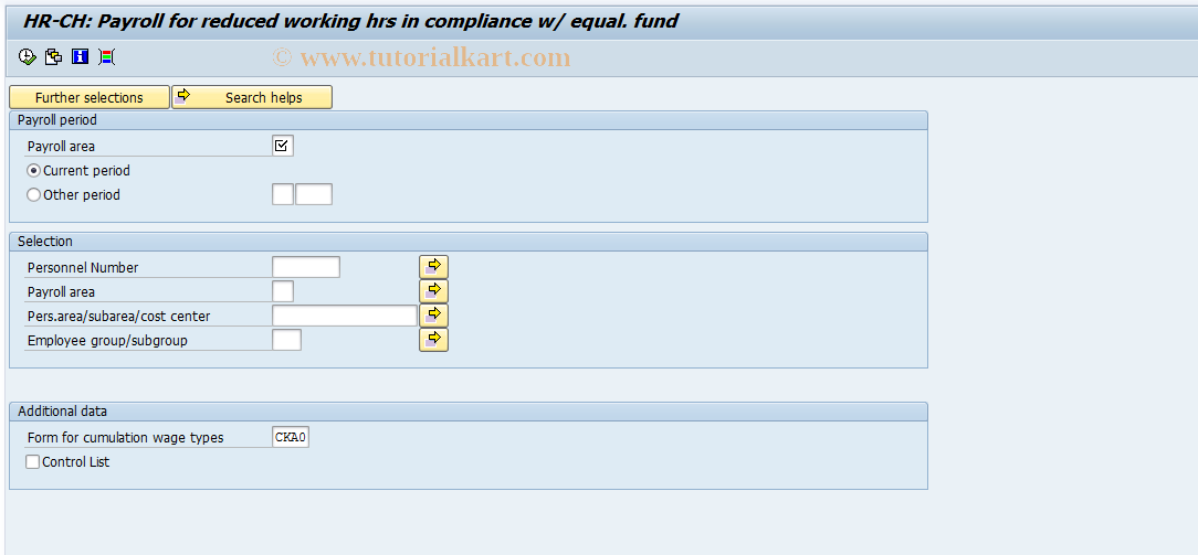 SAP TCode PC00_M02_LKUA0 - Reduced Working Hours Payroll Run