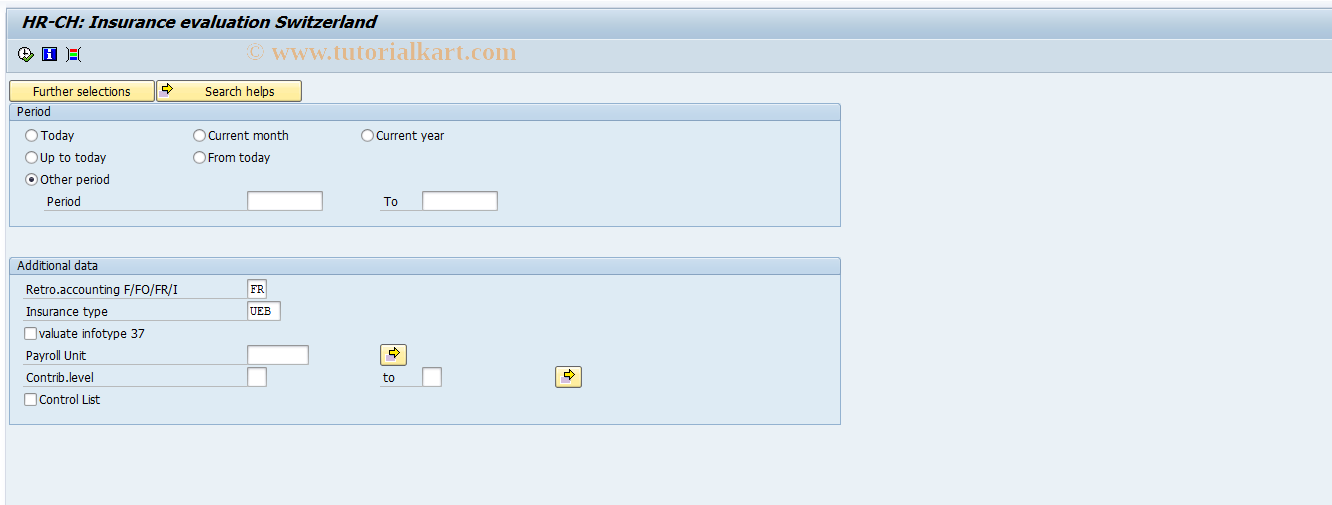 SAP TCode PC00_M02_LVER0 - Payroll Insurance Switzerland