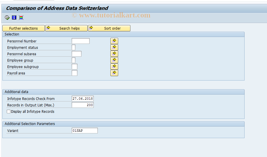 SAP TCode PC00_M02_PLZC0 - Compare Address Data Switzerland