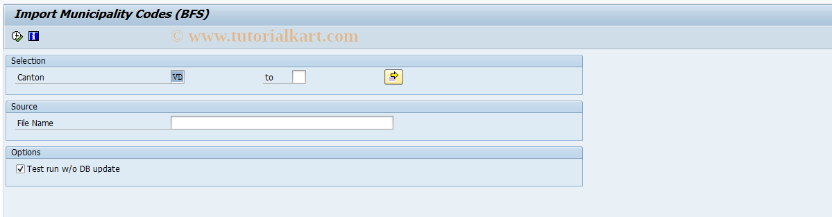 SAP TCode PC00_M02_PLZC1 - Read Report Municip. Codes (BFS) CH