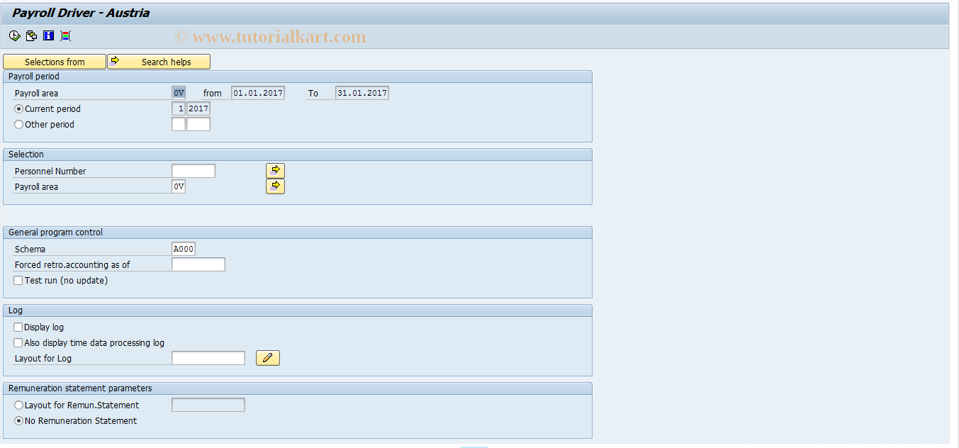 SAP TCode PC00_M03_CALC - Payroll Austria