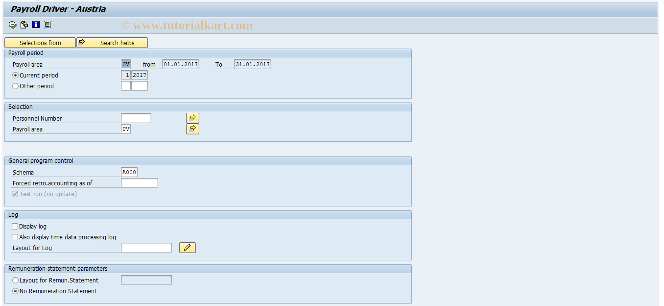 SAP TCode PC00_M03_CALC_SIMU - Payroll Simulation Austria