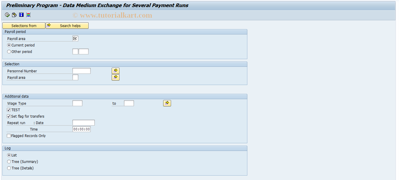 SAP TCode PC00_M03_CDTA - Payroll Transfer Prelim.Prog. DME-03