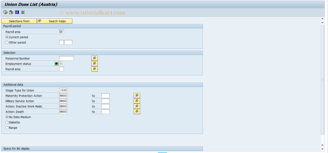 SAP TCode PC00_M03_CGWB - Union 03