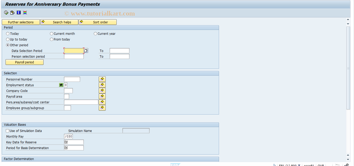 SAP TCode PC00_M03_CJUB - Reserves for Anniversary Pymts 03