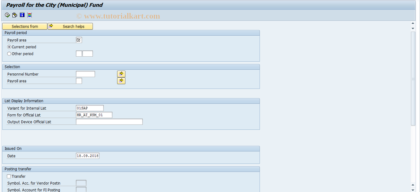 SAP TCode PC00_M03_CKSM - Tax: Municipal Tax 03