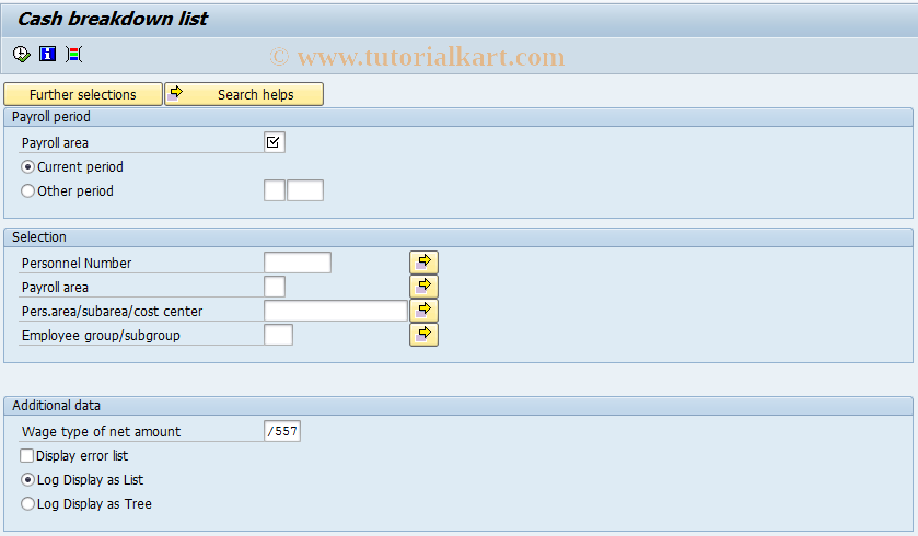 SAP TCode PC00_M03_CMLIA0 - Cash Breakdown List Payment Int.