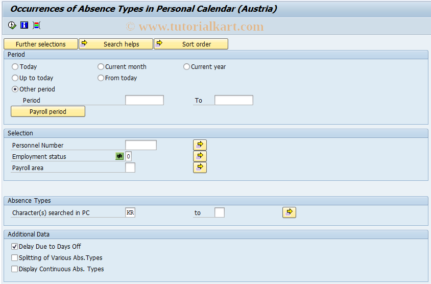 SAP TCode PC00_M03_CPCN - Absence Type Search in Calendar 03