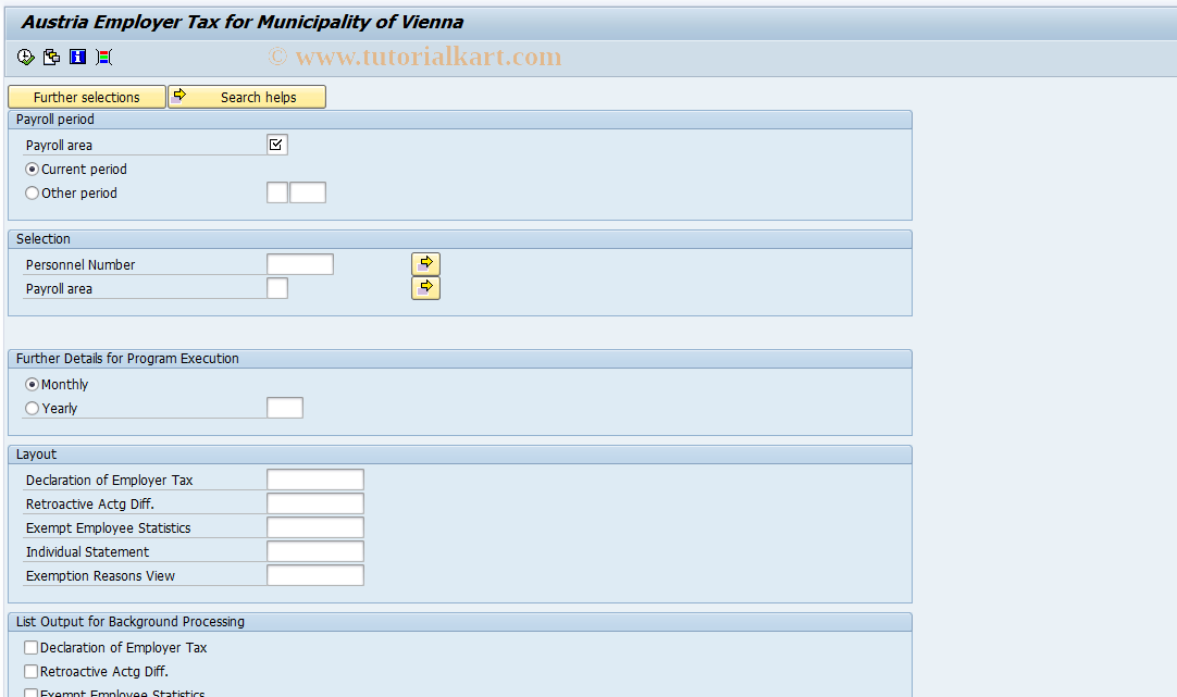 SAP TCode PC00_M03_CUBS - Employer-Dependent Tax Vienna 03