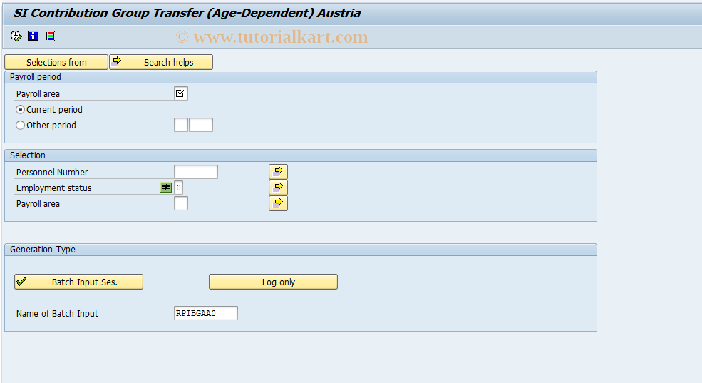 SAP TCode PC00_M03_IBGA - SI Contr. Group Transfer (Age-Department )