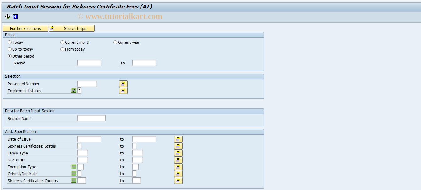 SAP TCode PC00_M03_IKSG - Sick. Cert. BI - Sick Cert. Fee 03