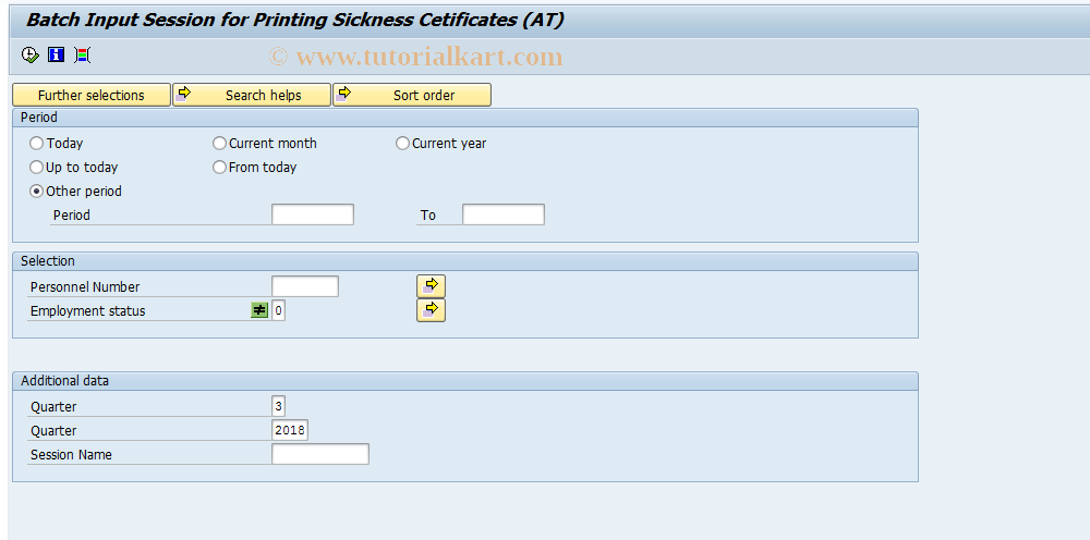 SAP TCode PC00_M03_IKSH - Sickness Certs BI: Sickness Certs 03