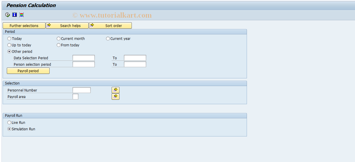 SAP TCode PC00_M03_IPEN - Pension Calculation