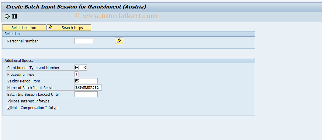 SAP TCode PC00_M03_IPITA0 - Create BI Session for Garnishment AT