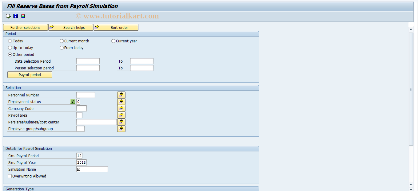 SAP TCode PC00_M03_ISMR - Simulation Results for Reserve