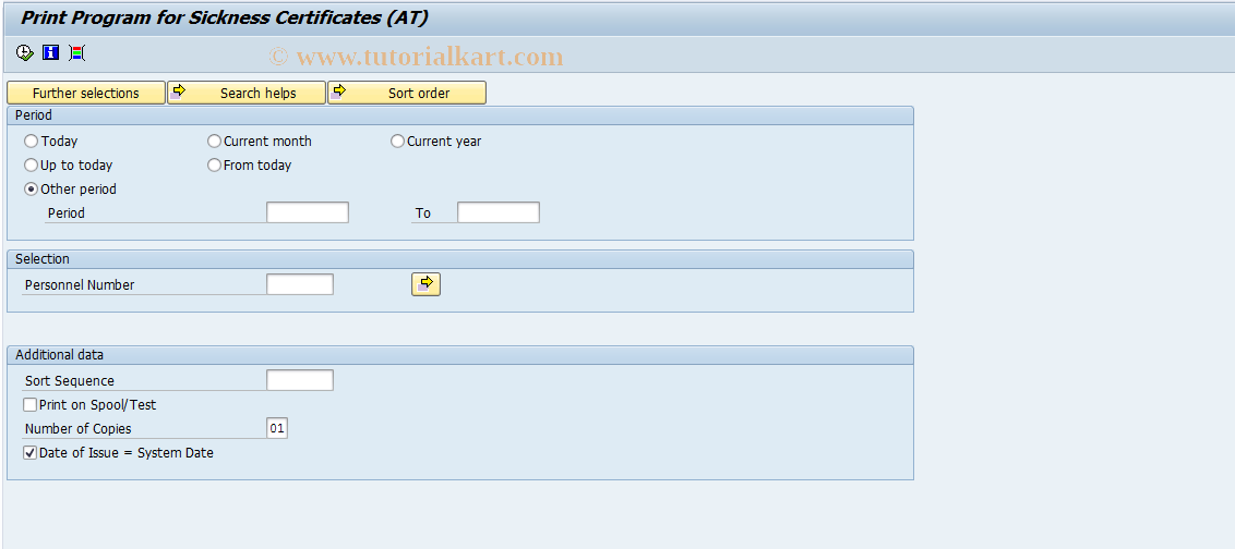 SAP TCode PC00_M03_LKPH - Print Sickness Certificates 03