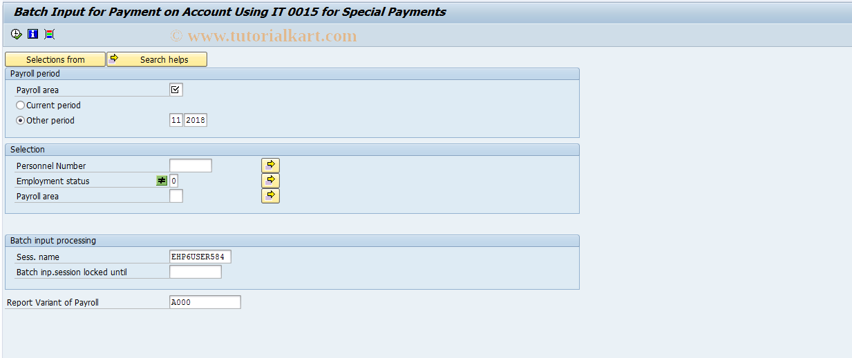 SAP TCode PC00_M03_SZV_RA - Pay on Account Using IT 0015 for SP