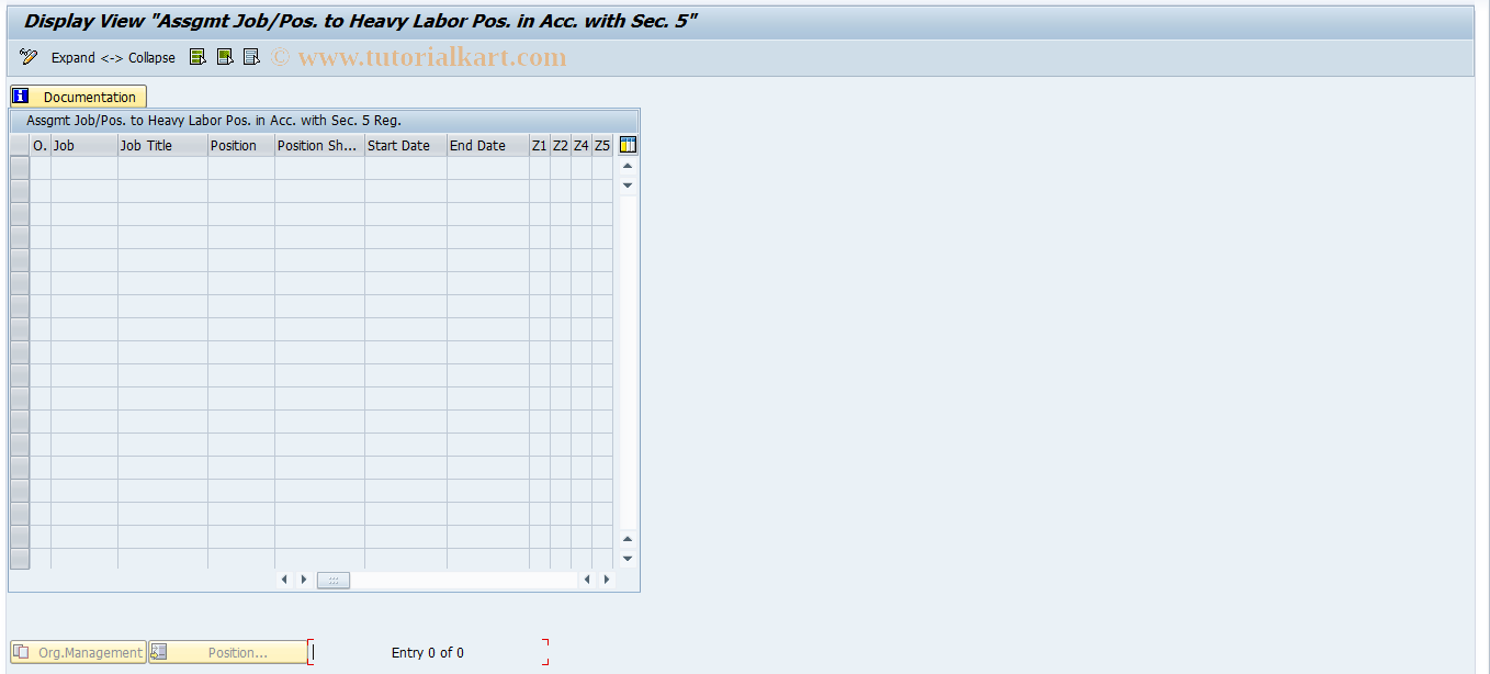 SAP TCode PC00_M03_T5A4S - Maintenance Heavy Labor Position Sec. 5 Registry 