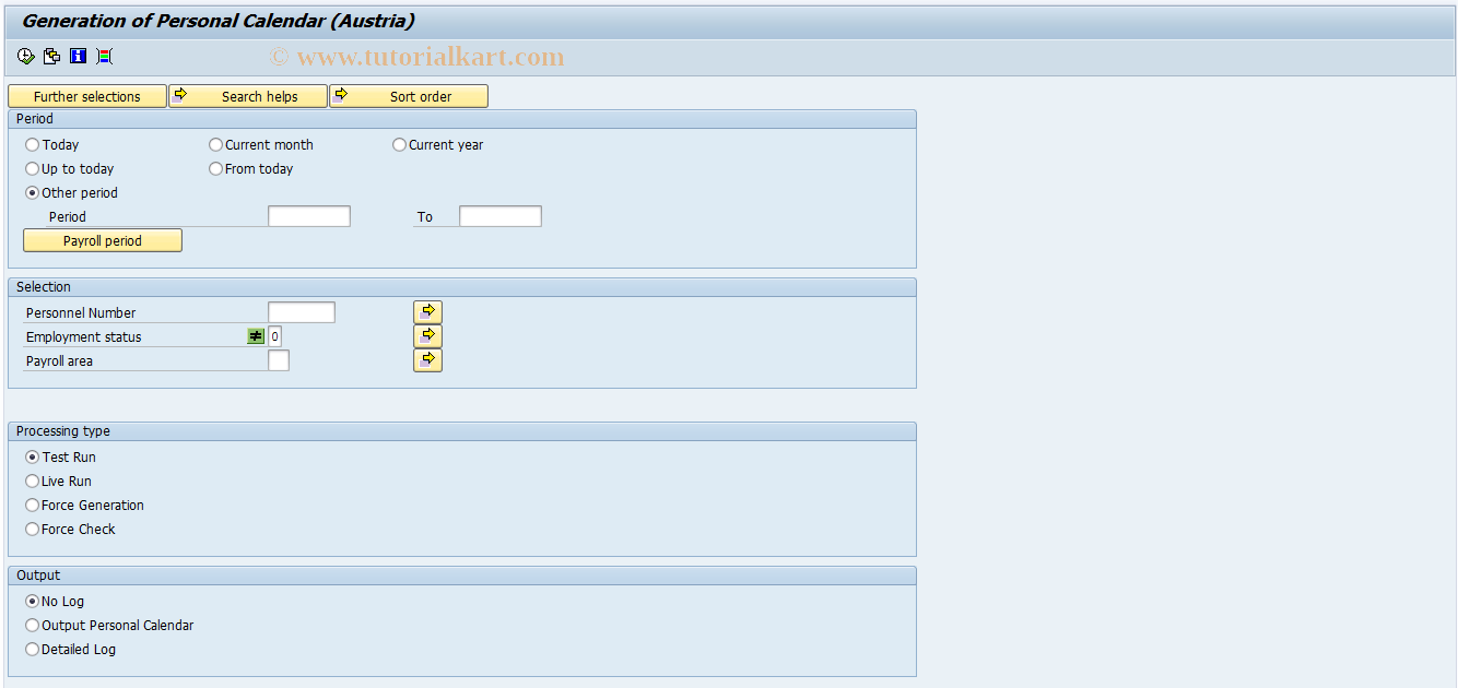 SAP TCode PC00_M03_TGEN - Generation of Personal Calendar 03