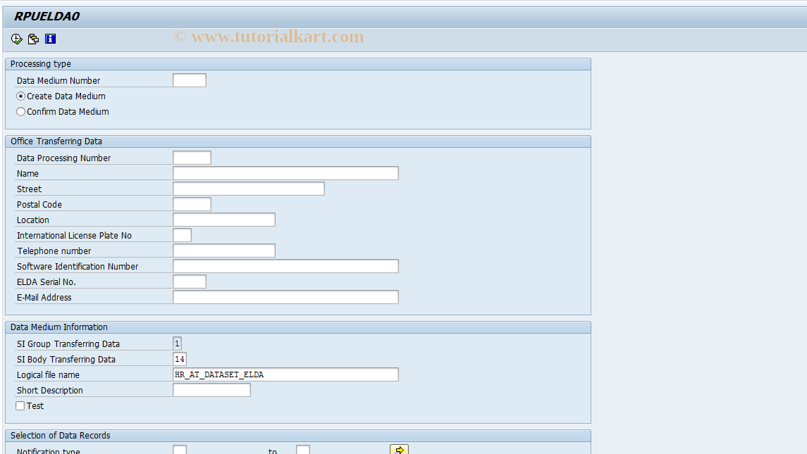 SAP TCode PC00_M03_UELD - ELDA Data Medium 03