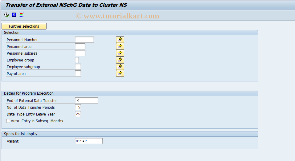 SAP TCode PC00_M03_UNSH - External Data Transfer to Cluster NS