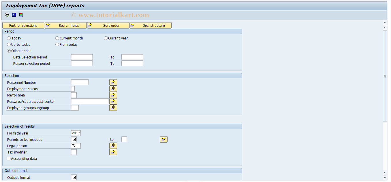 SAP TCode PC00_M04_C11X - Generate employment tax reports