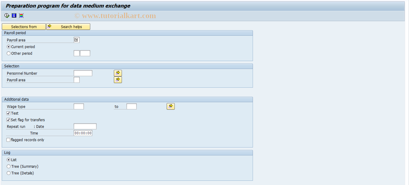 SAP TCode PC00_M04_CDTA - Prepare data exchange