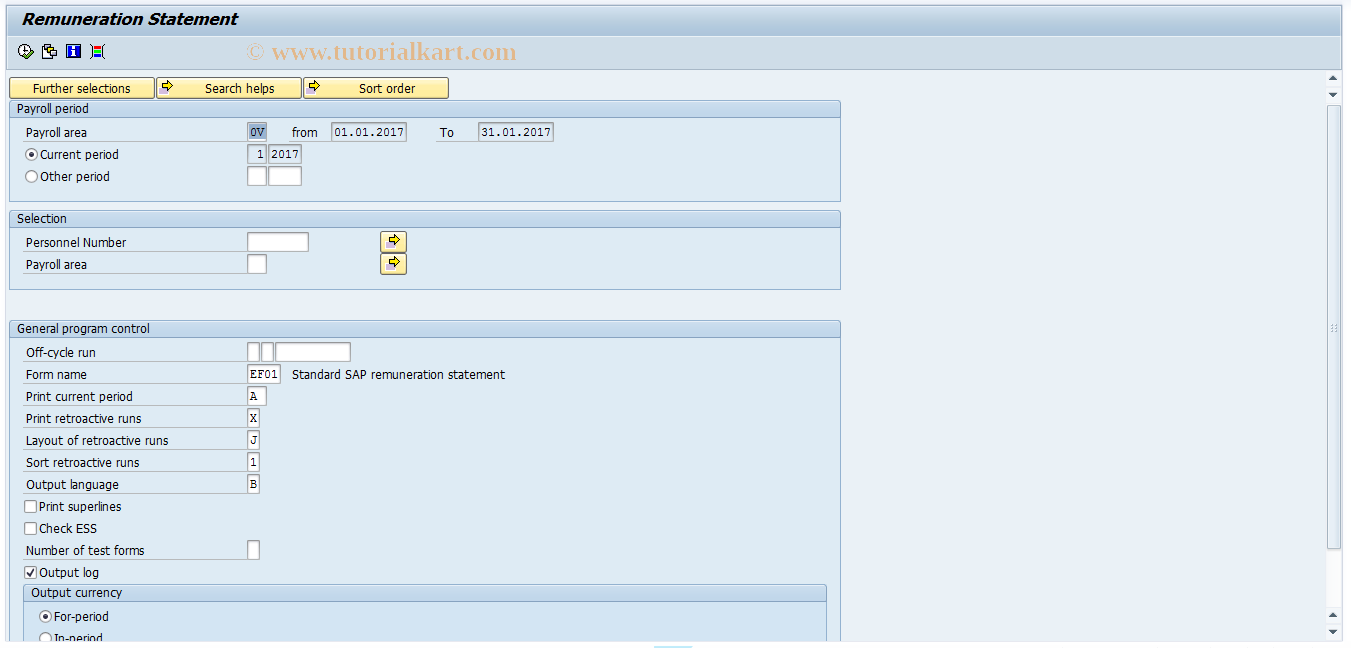 SAP TCode PC00_M04_CEDT - Remuneration Statement