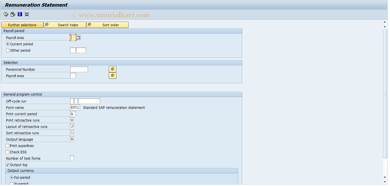 SAP TCode PC00_M04_CEDT_XE - Remuneration Statement (XE)