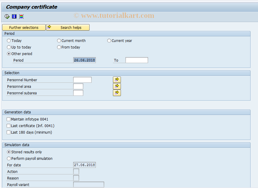 SAP TCode PC00_M04_CERT_EMP - Company certificate