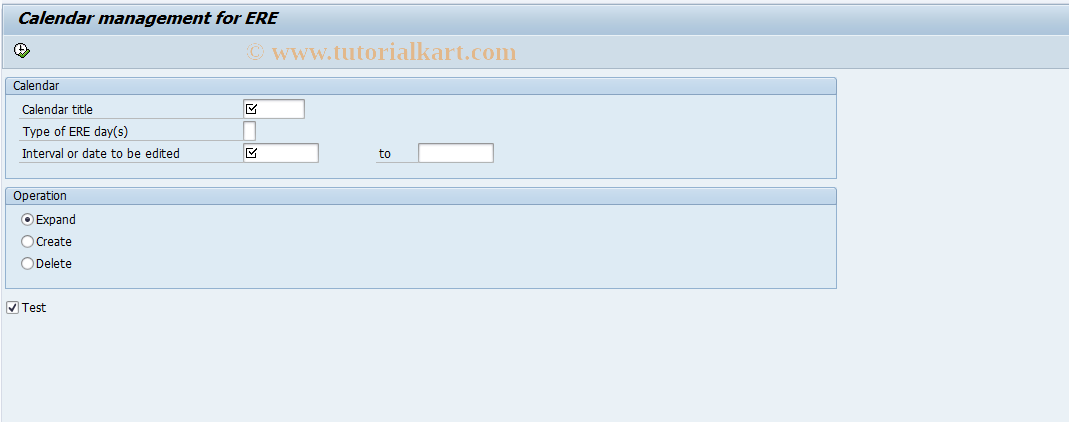 SAP TCode PC00_M04_ERE_CALEN - Manage ERE calendars
