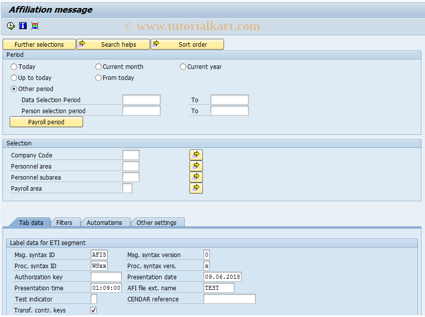 SAP TCode PC00_M04_MENS_AFI - Affiliation message