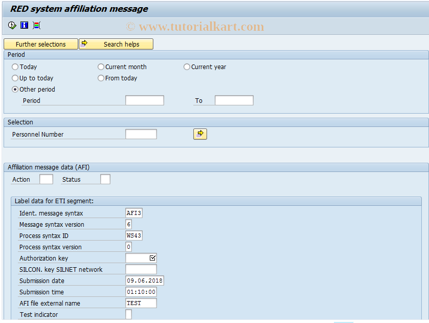 SAP TCode PC00_M04_RPCAFIE1 - Affiliation message