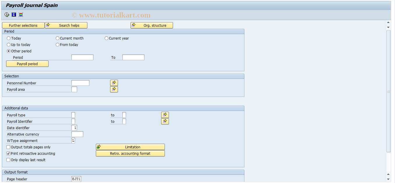 SAP TCode PC00_M04_RPCLJNE9 - Payroll journal Spain