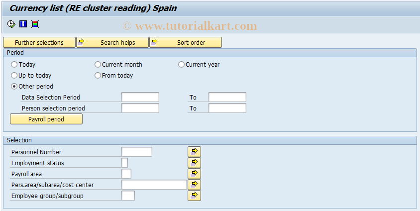 SAP TCode PC00_M04_RPCMLIE0 - Cash breakdown list