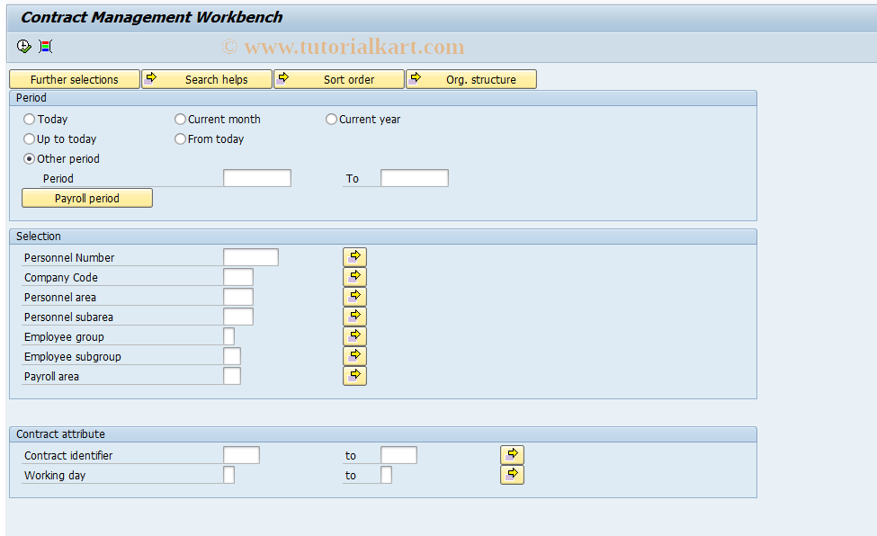 SAP TCode PC00_M04_RPUCMWE0 - Contract Management Workbench