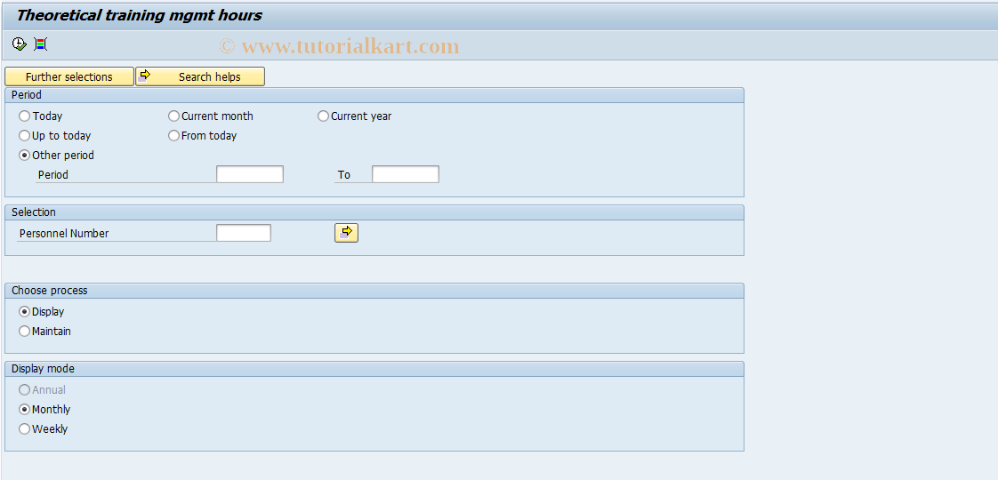 SAP TCode PC00_M04_RPUFORE0 - Theoretical training mgmt hours