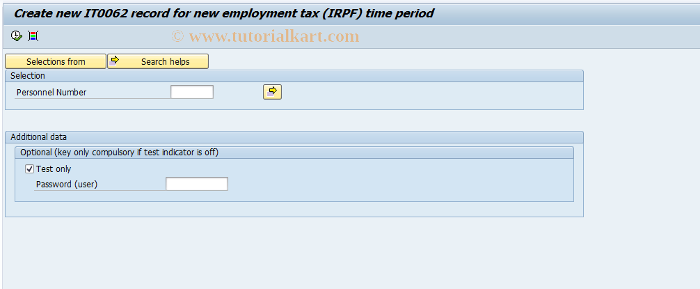 SAP TCode PC00_M04_RPUP62E1 - Create new record IT0062