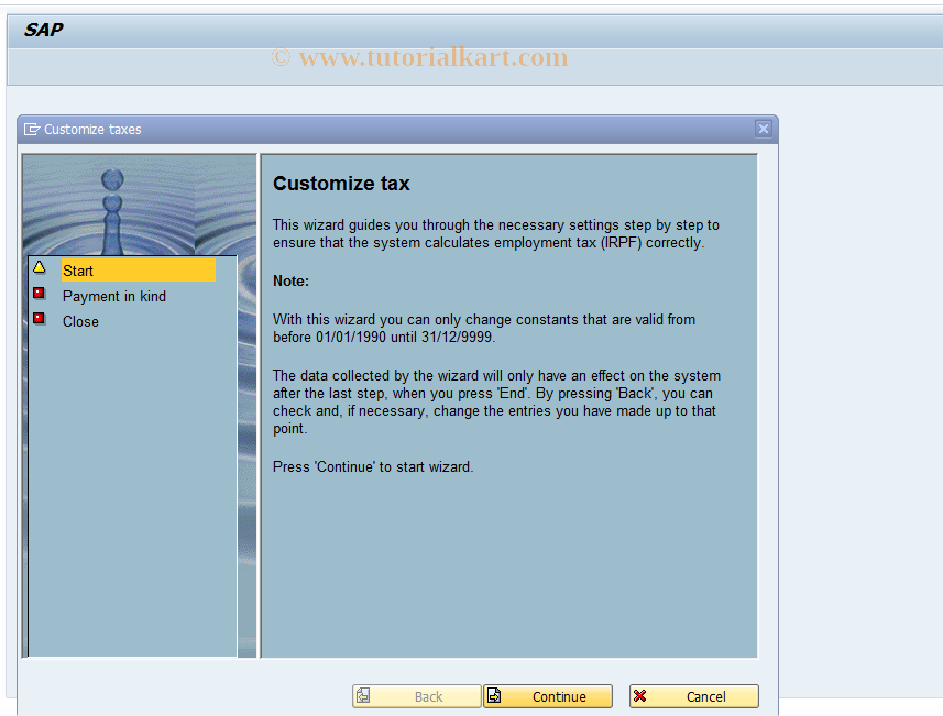 SAP TCode PC00_M04_RPW001E0 - Customize taxes (display)