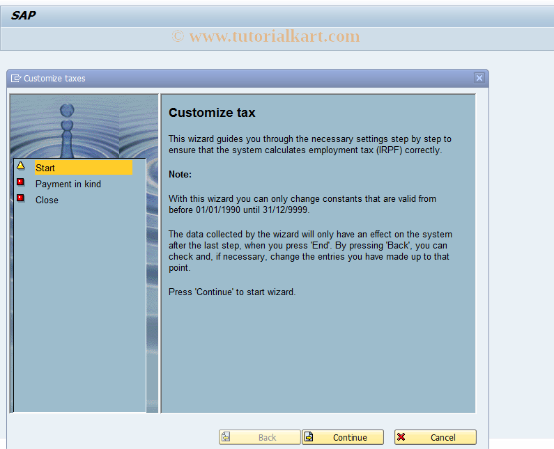 SAP TCode PC00_M04_RPW003E0 - Cutomize taxes (change)