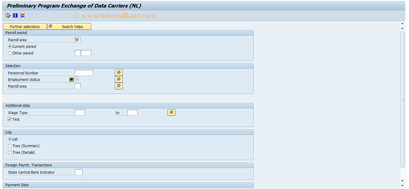 SAP TCode PC00_M05_CDTB - Preliminary Prog. Data Exchange DME